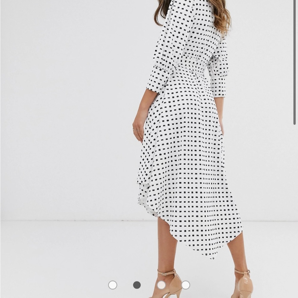 ASOS DESIGN printed midi tea dress with asymmetric skirt and woven buckle - Picture 3 of 7